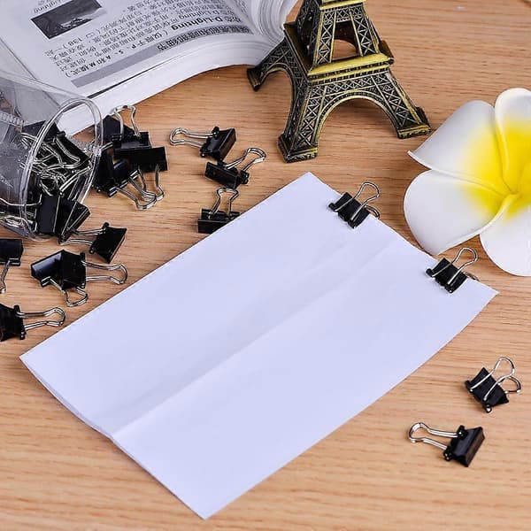 Mini Binder Papir Tegneclips Metalclips, 60 Styk (15mm)