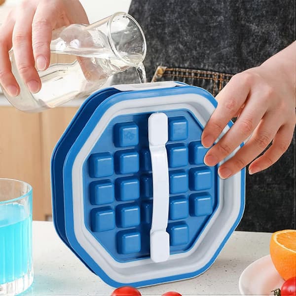 Silikon isbitform med lokk - 38 rom, stablebar, for cocktailer, whisky, drinker og juice