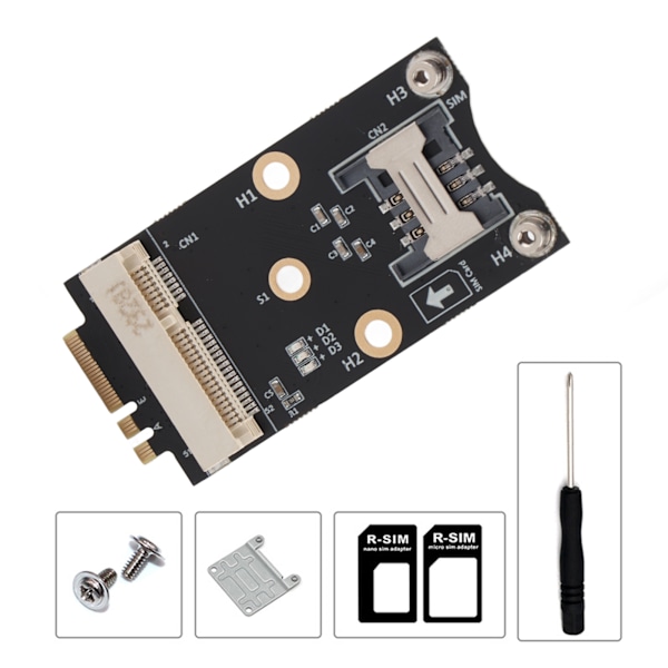 M.2 till Mini PCIE Adapter A/E Key 3G 4G WIFI-modul med SIM-kortplats Expansionskortmontering