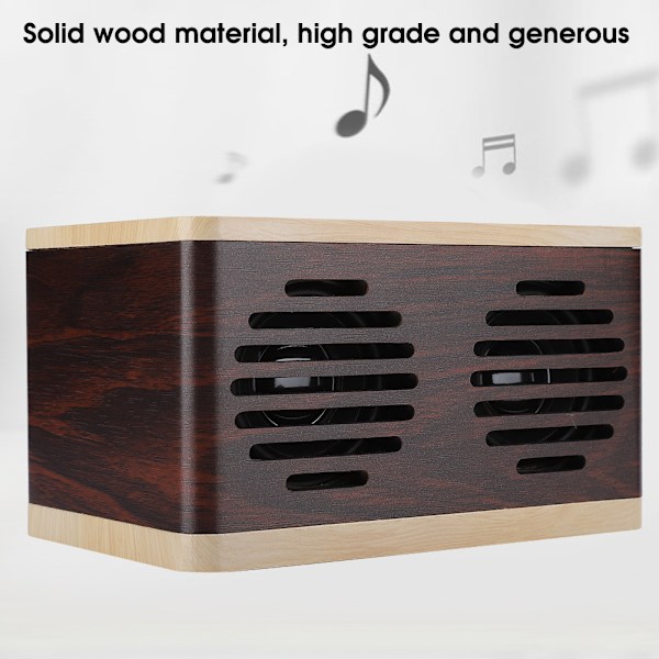 D7 Puuta jäljittelevä kannettava subwoofer-minikaiutin Bluetoothilla, audio- ja latauskaapelilla