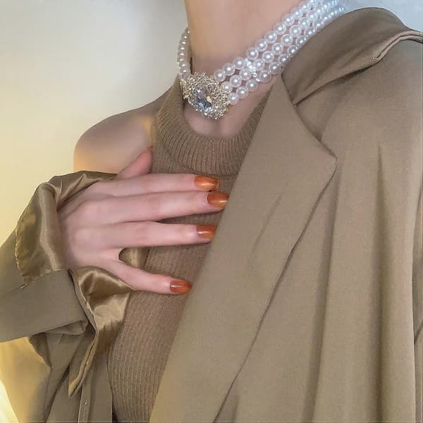 Morsiamen retro-muoti helmi strassikaulakoru