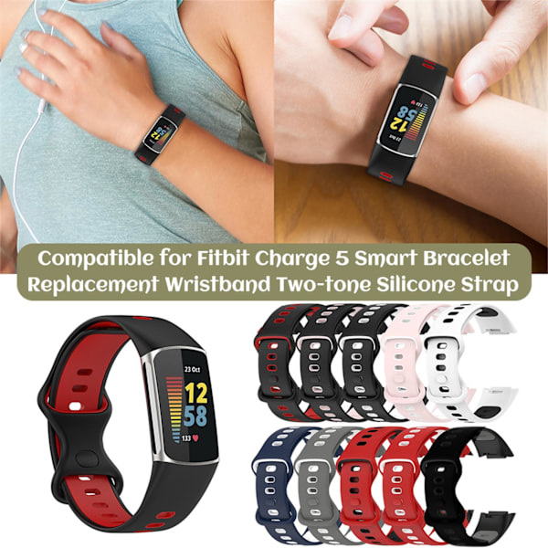 Korvaava ranneke yhteensopiva Fitbit Charge 5 TPU pehmeän kellon rannekkeen kanssa älykellolle
