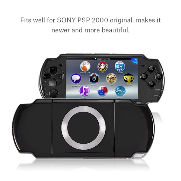 Udskiftningsbeskyttende Spillekonsol Hårdt Etui Cover Reparationssæt til SONY PSP 2000 Sort