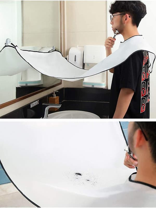 Beard Apron 2-pack - Black and White Shaving Apron with Nylon Suction Cup, Waterproof Barber Cape for Men