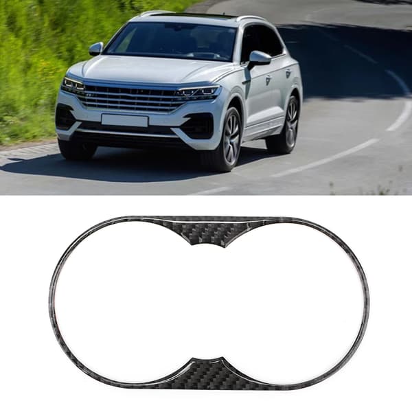 Vänsterstyrd Kolfiber Vattenkoppshållare Panelram Trim Passar VW Touareg 2011-2018