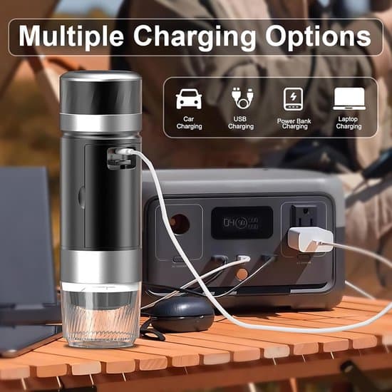 Portable Coffee Maker - 3-in-1 Electric Espresso Machine - 12V Rechargeable - for Office, Capsule Compatible