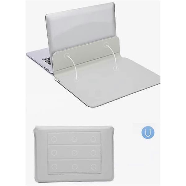 15-16\" Leather Laptop Sleeve Ultrathin Computer Bag with Foldable Stand and Soft Inner Lining