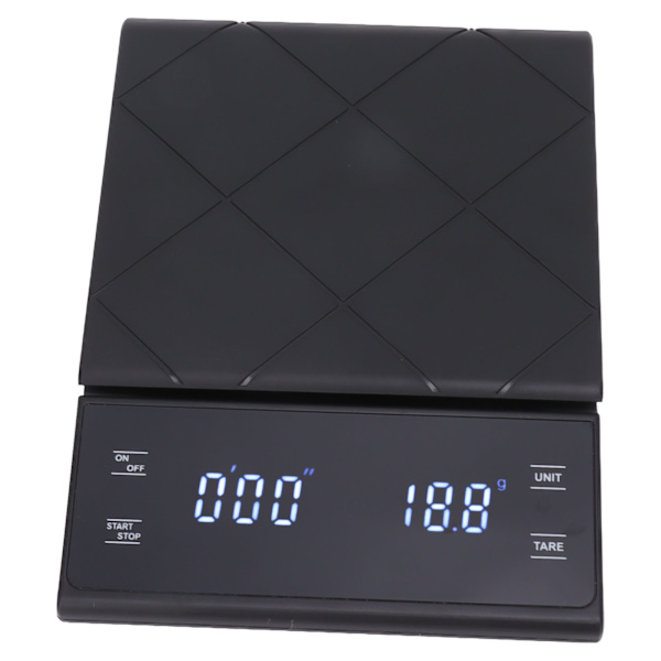 3 kg 0,1 g kaffevægt, vandtæt digital køkkenvægt med berøringsskærm og timer til køkken, kaffebar, bageri, sort