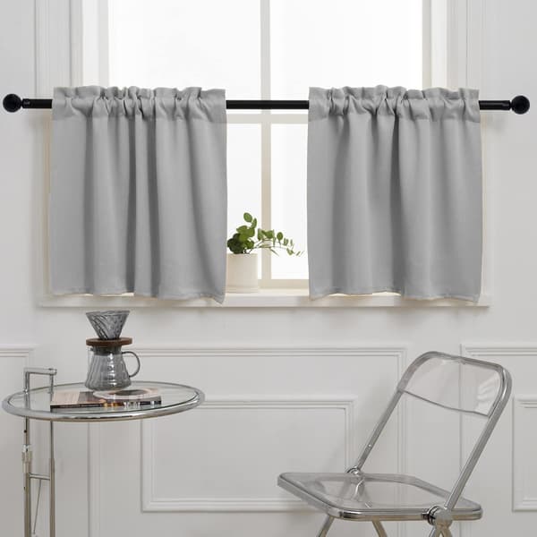 High-precision Short Blackout Curtains, Kitchen Partition Curtains, Café Curtains – Light Grey – 76 x 60 cm – Set of 2