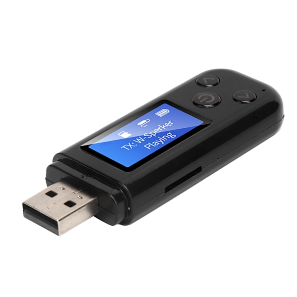 USB Bluetooth 5.0 Adapter Bluetooth Audio Receiver Transmitter med LCD-skærm 3.5mm AUX Sort