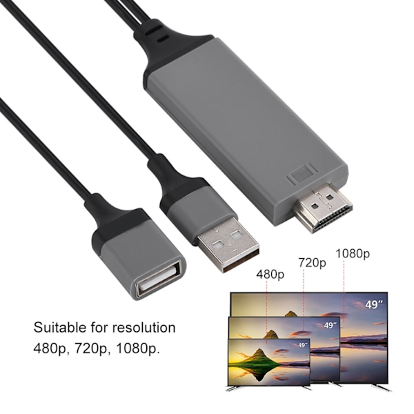 3 Farver Telefon til HDMI Kabel til IOS Interface Digital AV Adapter 1080P Plug Play til IOS Android Sort
