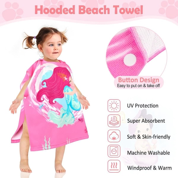 Superabsorberande badponcho med huva för barn - snabbtorkande och perfekt för bad, surfing och strand