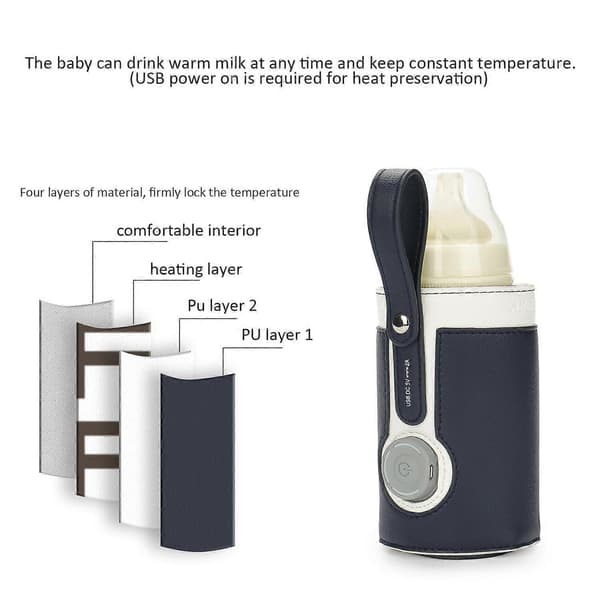 Babyflaskevarmer via USB-kabel til mostblue