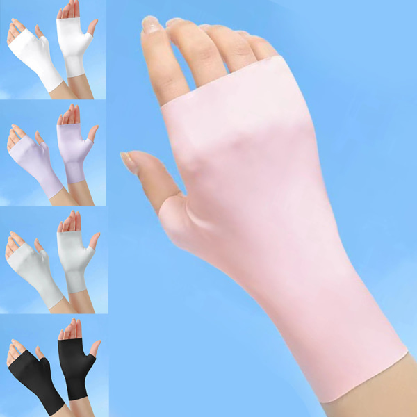 Par anti-UV-handskar för kvinnor UV-skydd handledslängd anti-halkhandskar för utomhusaktiviteter pink