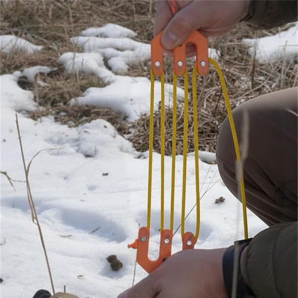Hunting Gear Lifting System - Lifting Pulley (Two Pulleys Plus 4 Meters High-Visibility Orange Rope)