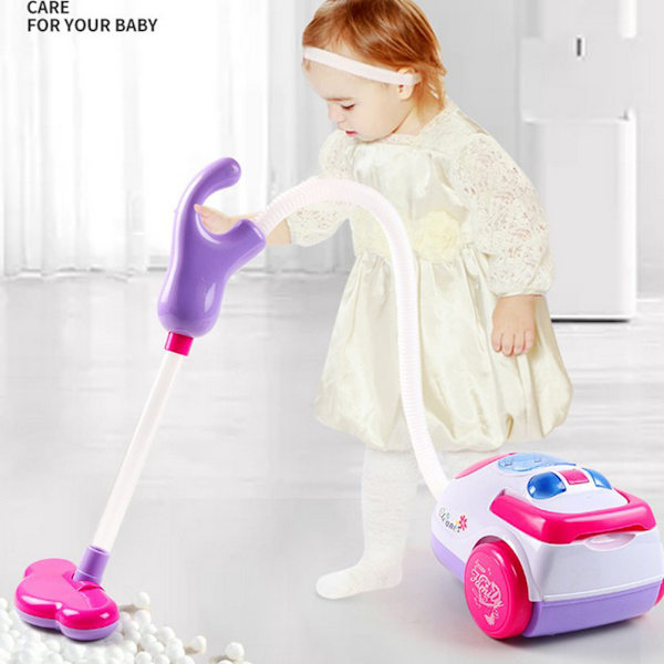 Lekleksak Dammsugare Barn Städning Push Pull Låtsaslek Set för Baby Barn