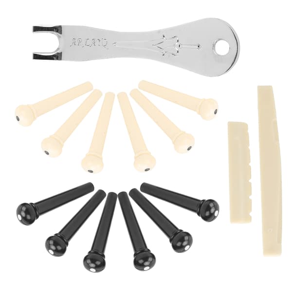 12 stk. Akustisk Gitar Bro Pin Sett Folk Streng Peg Kit Tilbehør med Sadel Mutter Trekker