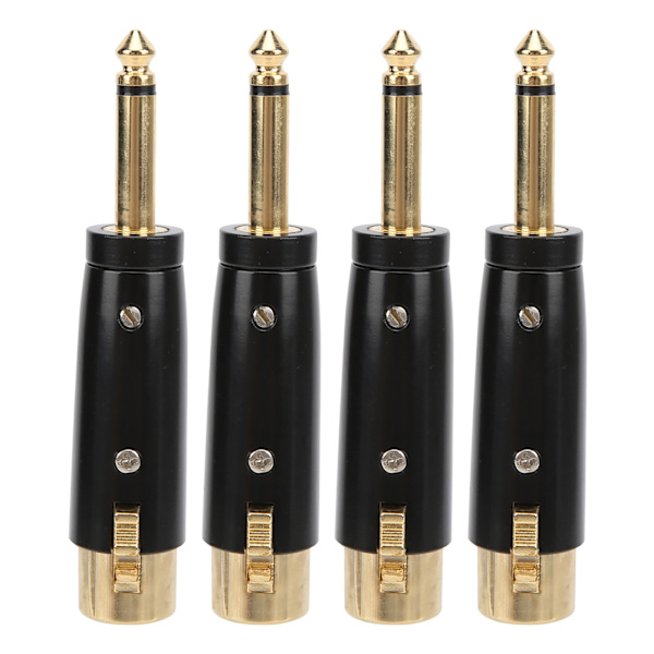 4 kpl XLR-adapteri audiomuunnin metalli 6,35 mm yksiraitainen uros-naaras LZ1167G