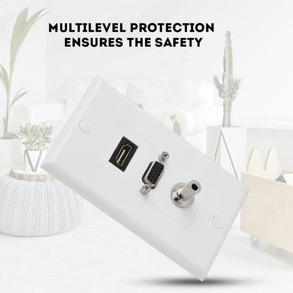 Audio Video DC 3.5mm Hunn HDMI + VGA 3 i 1 Sokkel Panel Lader Uttak
