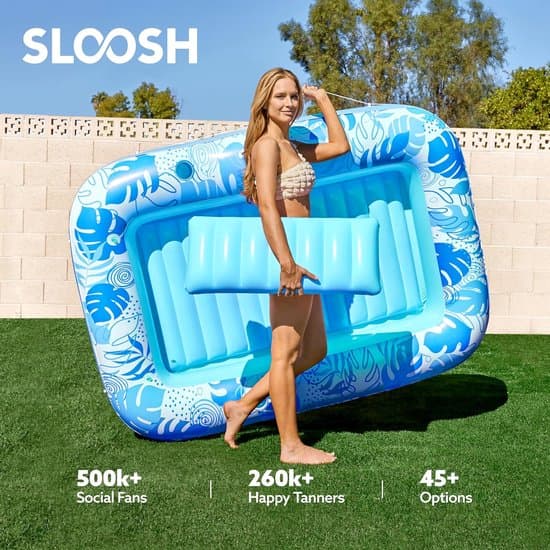 Oppustelig pool-solstol – Oppustelig solstol – Voksen poolflåde med pude – 180 x 120 cm – Blå