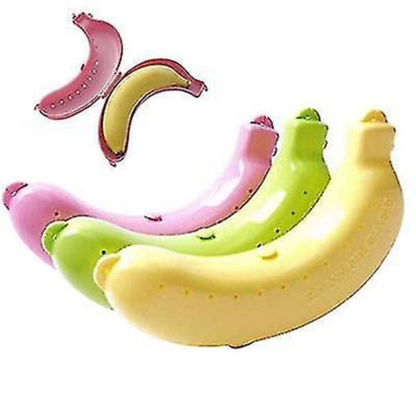 3st Banana Protector Case Utomhus Lunch Fruktlåda Förvaringshållare Banana Guard Gul Grön Rosa