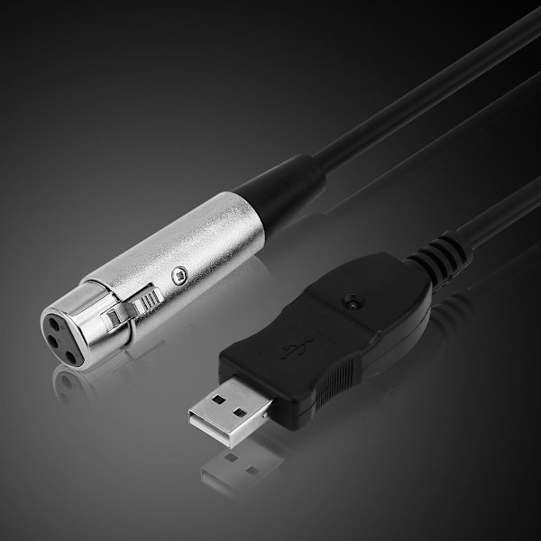 USB Han til XLR Hun Mikrofon Mikrofon Studio Audio Link Kabel Adapter Sort