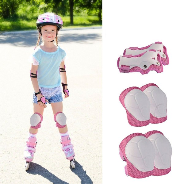 6st Set för barn Scooter Skate Roller Cykling Knä pink