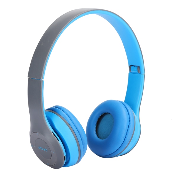 Bluetooth Trådløst Headset Over Øret Sammenleggbart Stereo Lyd Støyreduksjon Øretelefoner Spill FM Musikk Øreplugg Blå