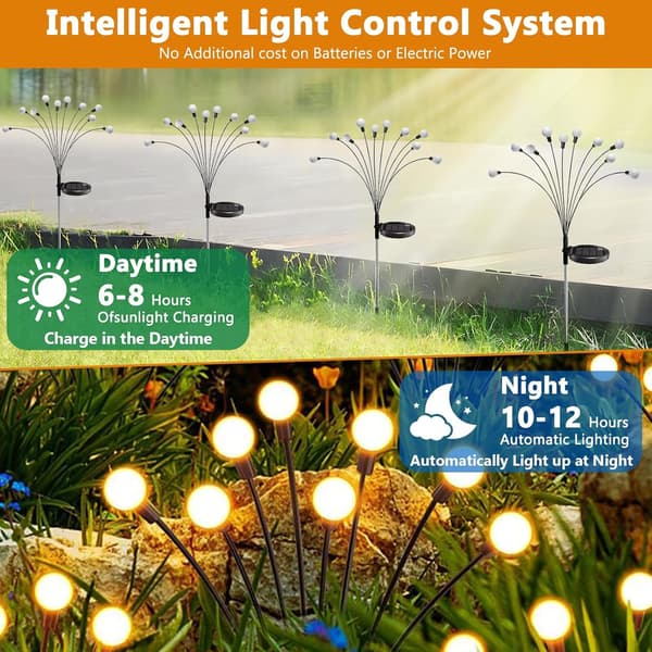 Solar Firefly Lights Outdoor, 4-pack 10 LED Solar Firefly Lights for Garden, Firefly Solar Lights IP65 Waterproof