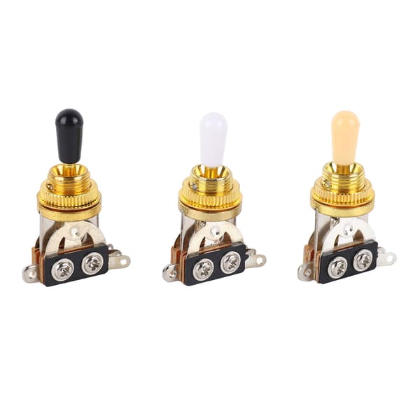 3st 3-vägs gitarr toggle-switchar kort rak switch med svarta vita krämspetsar för elgitarr guld
