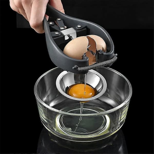Egg Cracker i rustfritt stål - Automatisk eggknekker - Enkel eggeskallkutter i rustfritt stål - Kreativ eggeskiller (svart 21,9*10 cm)