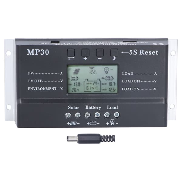 Solar Charge Controller 30A 12/24V LCD Display Baggrundslys Kredsløbsbeskyttelse USB-port MPPT PWM Batteriregulator