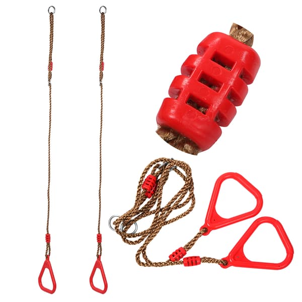 Barn Vuxen Pull up Ringar Plast Trapets Gunga Triangulär Gym Fitness Sportleksak