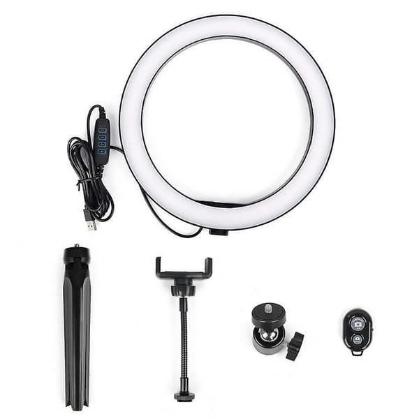 Adjustable 12\" Ring Light with Large Tripod - Perfect for TikTok, YouTube, Live Streaming, Makeup - 210cm Height - Includes Bluetooth Remote Control