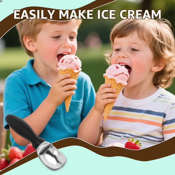 This ice cream scoop has an ergonomic design with a soft, comfortable handle.