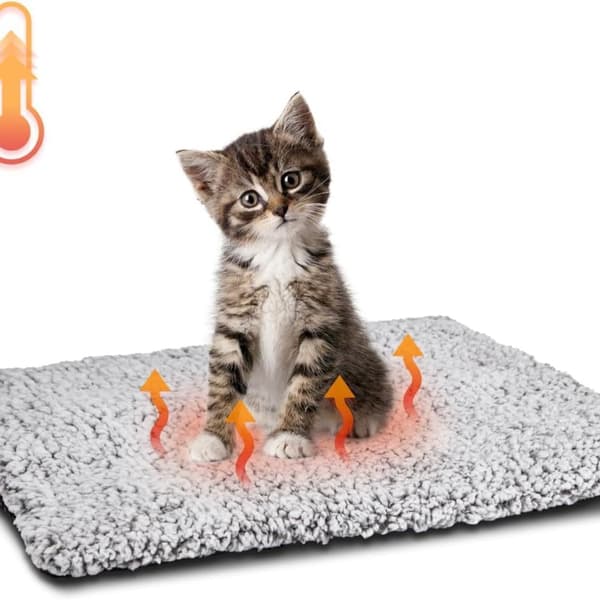 Self-heating pet mat, small heating blanket, constant temperature, waterproof cat bed, dog heating pad (grey)
