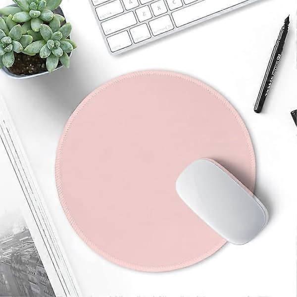Musematte, Premium-teksturert Liten Rund Musematte Rosa, Sydde Kanter Anti-skli Vanntett Gummi Musematte
