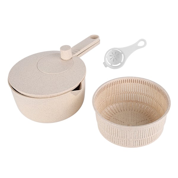 Salad Spinner Fruit Vegetable Dryer Strainer Sifter Manual Vegetables Rice Washing Tool for Kitchen SuppliesBeige