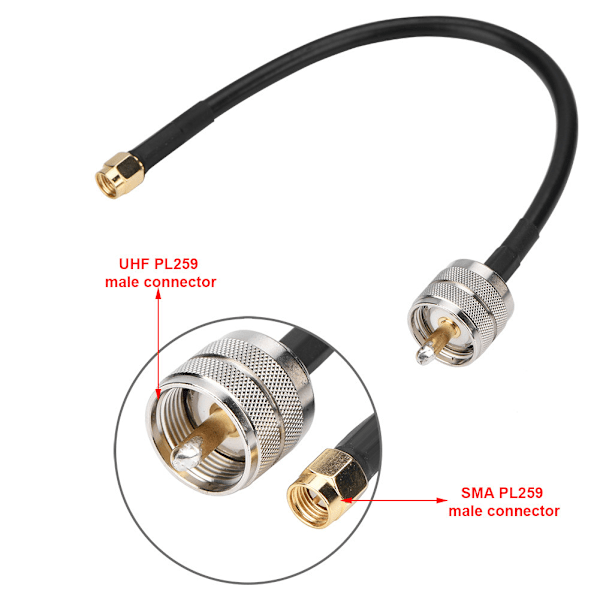 20CM SMA PL259 Han til UHF PL259 Han Lige RF Pigtail Koaksialkabel Linje