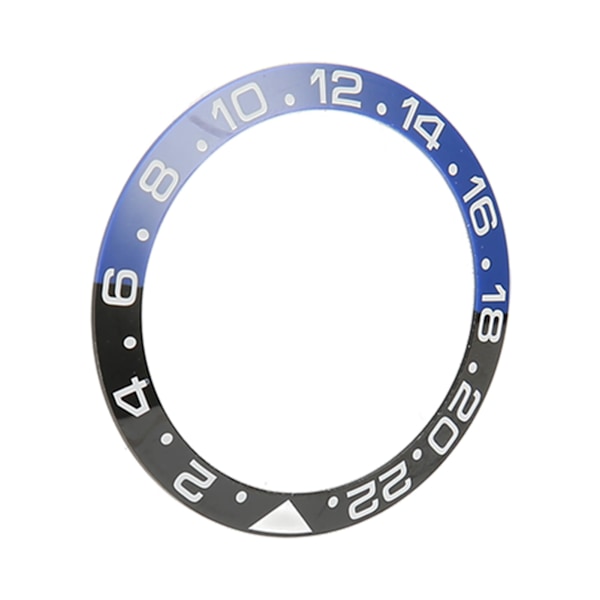 38mm Diameter Svart Blå Klocka Bezel Insats Basring Vit Karaktär Keramisk GMT Armbandsur Bezel Insats Ring