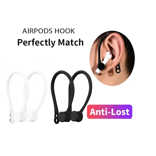 2 paria korvakoukkuja Apple 1 2 Anti Fall Bluetooth -kuulokkeille, korvakoukut kuulokepidike juoksuun, lenkkeilyyn, pyöräilyyn