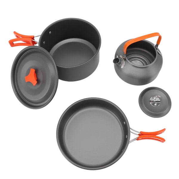 Utomhuscampinggryta set med porslin Non Stick campingkokkärl för picknickfiske apelsin