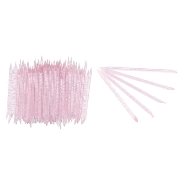 100 pcs Disposable Cuticle Pusher Double-Ended Cuticle Manicure Pedicure Sticks Pink YMMR)