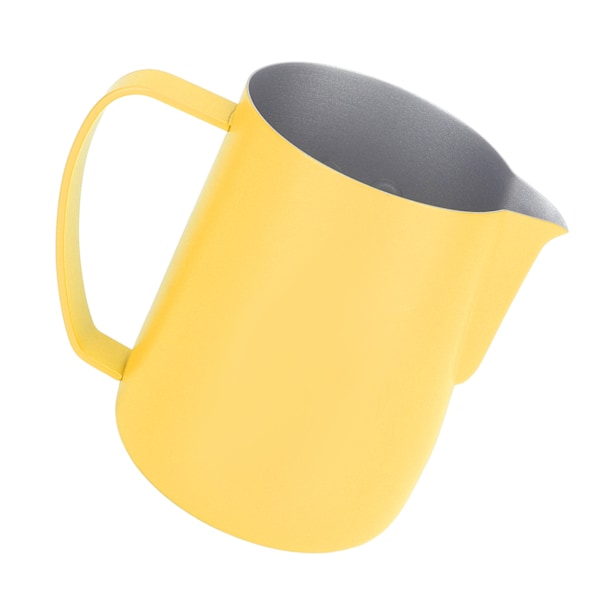 Coffee Latte Art Kander Bevel Design 450ml Rustfri Stål Mælkeskumningskande til Kaffe Mælk Bleg Gul