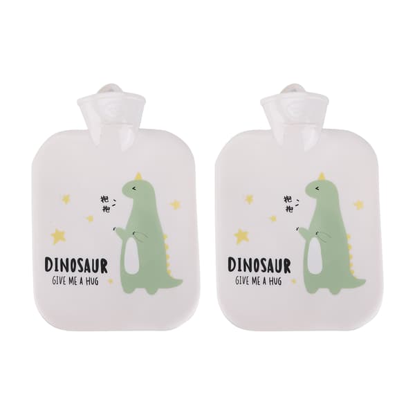 2 st Varmvattenflaska Isolerad Läcksäker Tecknad Bärbar Dinosauriedesign för Händer och Mage Värme