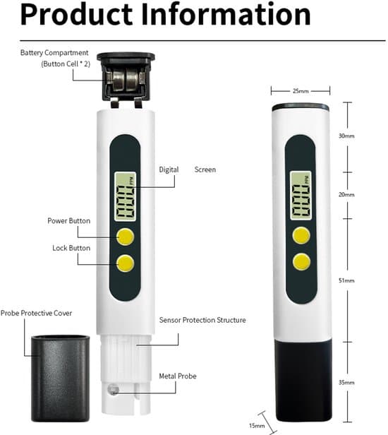 Digital TDS Water Quality Tester - Measuring Range: 1–9990 ppm — White