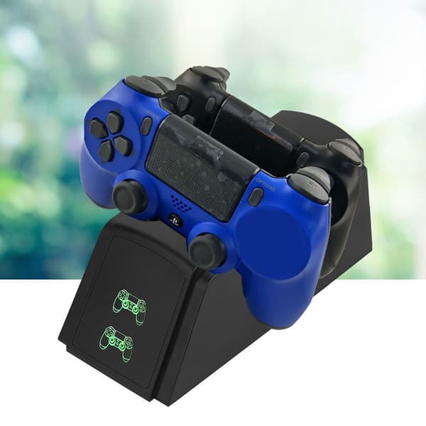 2 i 1 USB Dobbelt Opladningsdock Opladningsstation til PS4 Controller med LED-lys