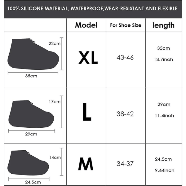 XL uudelleenkäytettävät kengänsuojat, vedenpitävät silikoniset kengänsuojat vetoketjulla, liukumattomat ja taitettavat sadekenkäsuojat