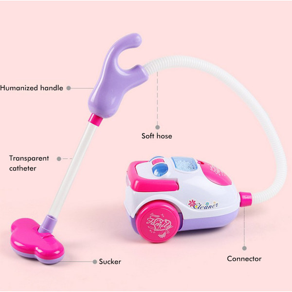 Lekleksak Dammsugare Barn Städning Push Pull Låtsaslek Set för Baby Barn