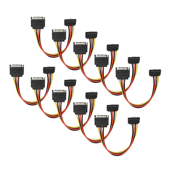 10 kpl SATA-kaapeleita 15-nastainen 90 asteen uros-naaras virtajohdon jatkoadapteri HDD SDD optisille asemille